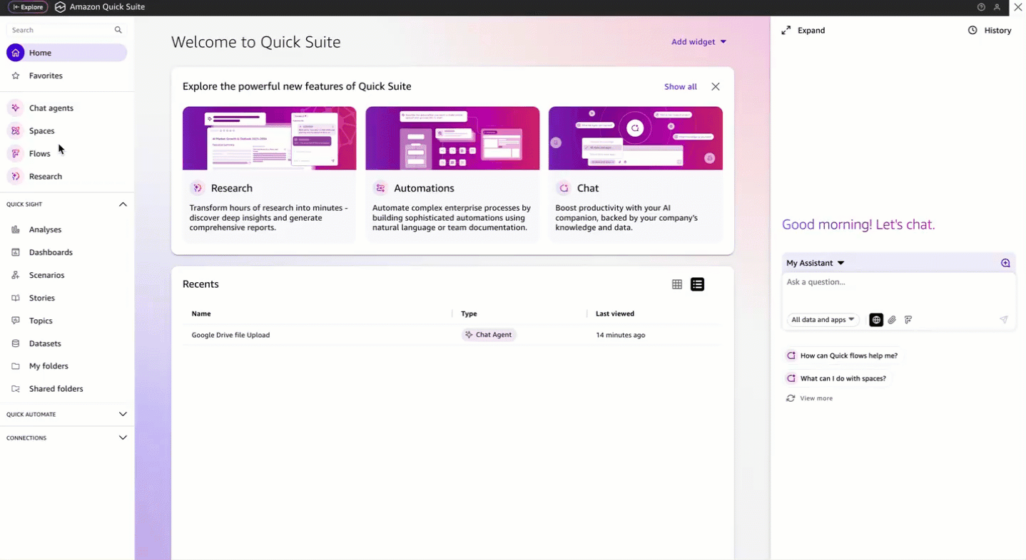 Use Amazon Quick Suite custom action connectors to upload text files to Google Drive using OpenAPI specification